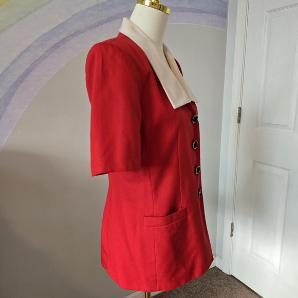 Preston & York Vintage | 8 | Vintage Red & White Long Blazer - Picture 6 of 16